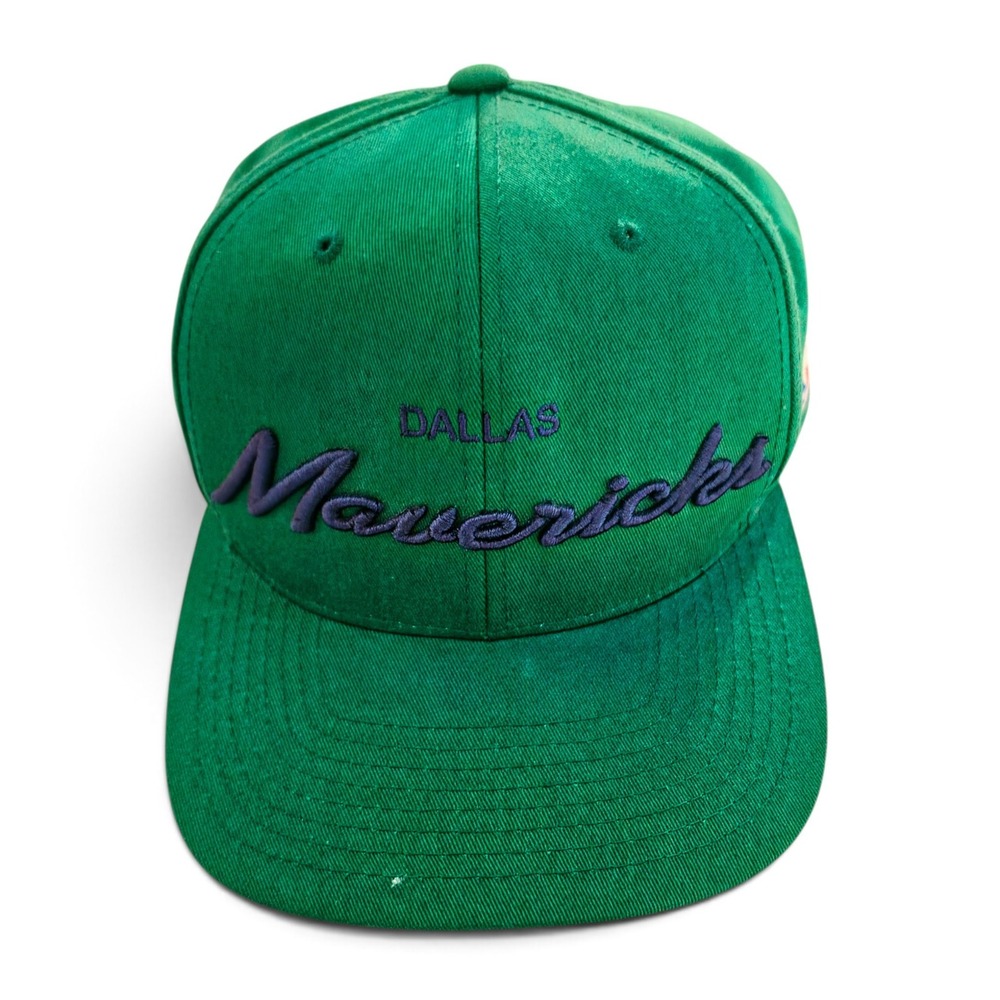 Adidas Dallas Mavericks NBA Snapback trucker Hat Green Purple Script Logo